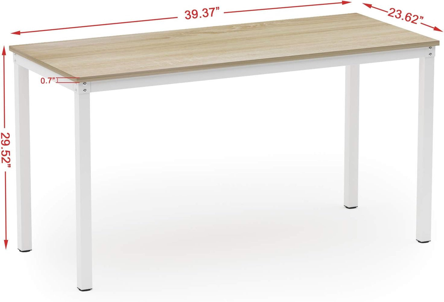 Computer Desk/Dining Table Office Desk Sturdy Writing Workstation for Home Office (39.37“, Beige + White Frame)