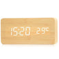 Wooden Digital Alarm Clock LED Table Clock with Temperature for Bedroom Office Desk Decorations